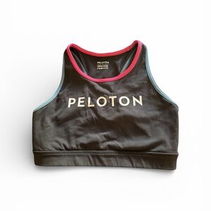 Peloton Black Sports Bra with Pink and Blue Accents